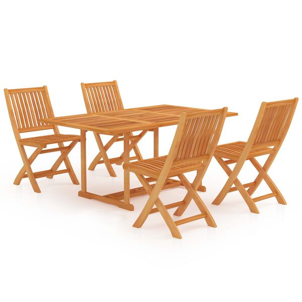 vidaXL Set da Pranzo da Giardino 5 pz in Legno Massello di Teak