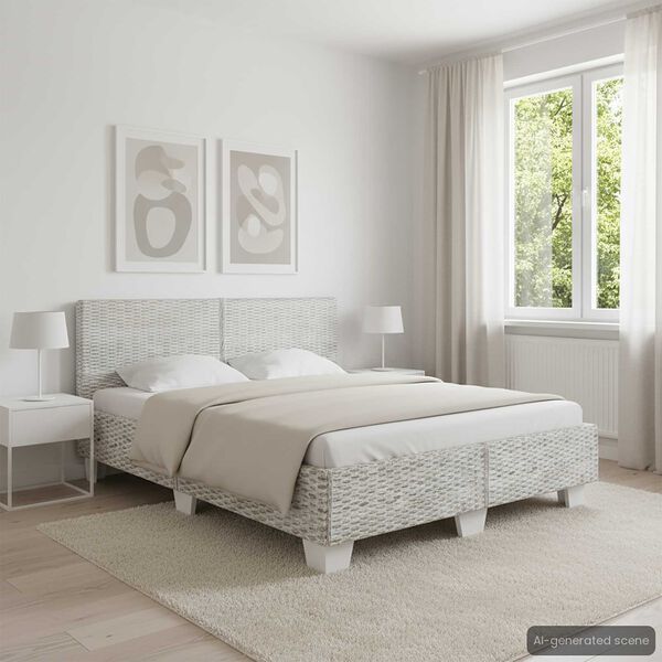 vidaXL Giroletto senza Materasso Grigio Vero Rattan 140x200 cm