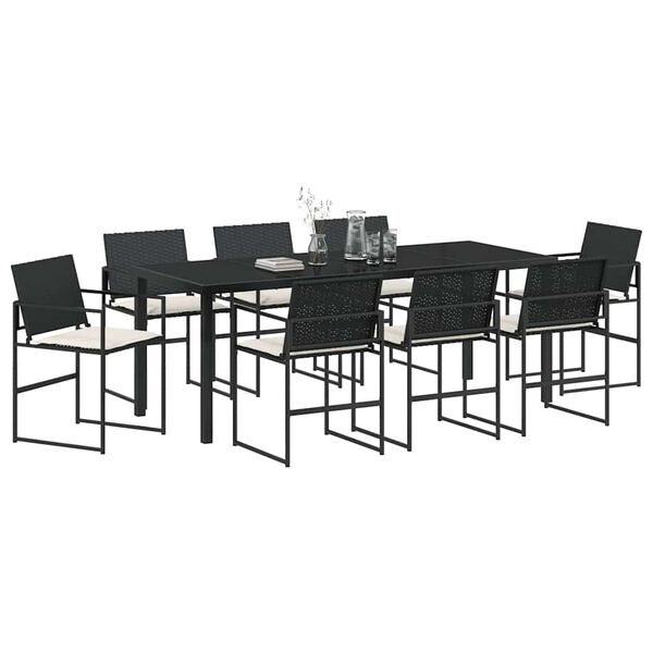 vidaXL Set da Pranzo per Giardino 9 pcs Nero