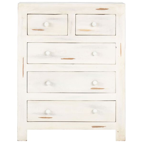 vidaXL Cassettiera Bianco 58x30x75 cm in Legno Massello di Acacia