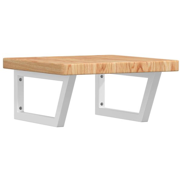 vidaXL Ripiano a Parete per Lavabo in Acciaio e Massello di Rovere