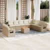 vidaXL Set Divani da Giardino 11 pz con Cuscini Beige in Polyrattan