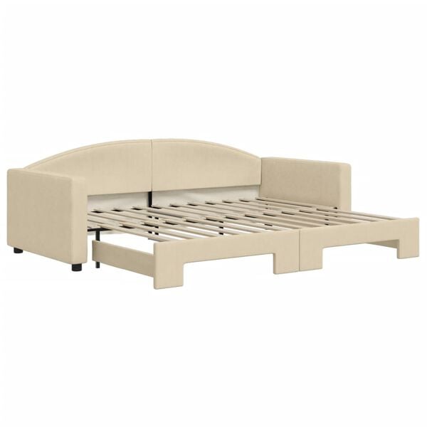 vidaXL Divano Letto con Letto Estraibile Crema 90x200 cm in Tessuto
