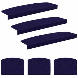 vidaXL Tappeti per scale 15 pz 65 x 21 x 4 cm Blu Poliestere