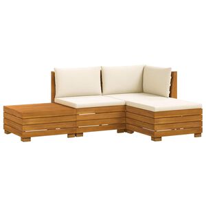 vidaXL Set di divani da esterno con cuscino 4 Pezzo Marrone