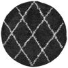 vidaXL Tappeto Shaggy PAMPLONA a Pelo Lungo Nero e Crema &Oslash; 280 cm