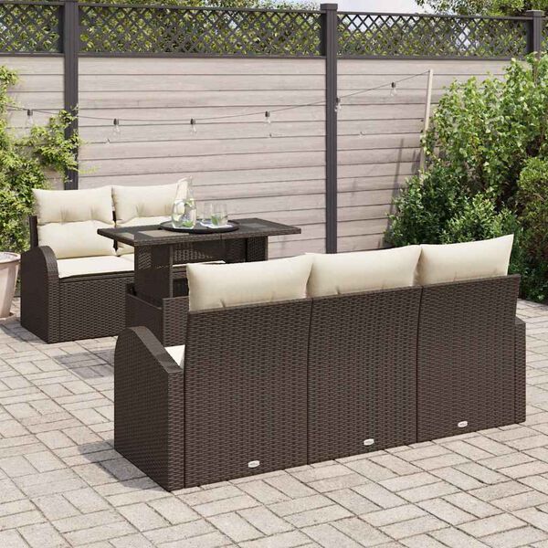 vidaXL Set Divano da Giardino 6 pcs Marrone Rattan in Polipropilene