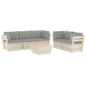 vidaXL Set Divani da Giardino su Pallet 6 pz con Cuscini Legno Abete