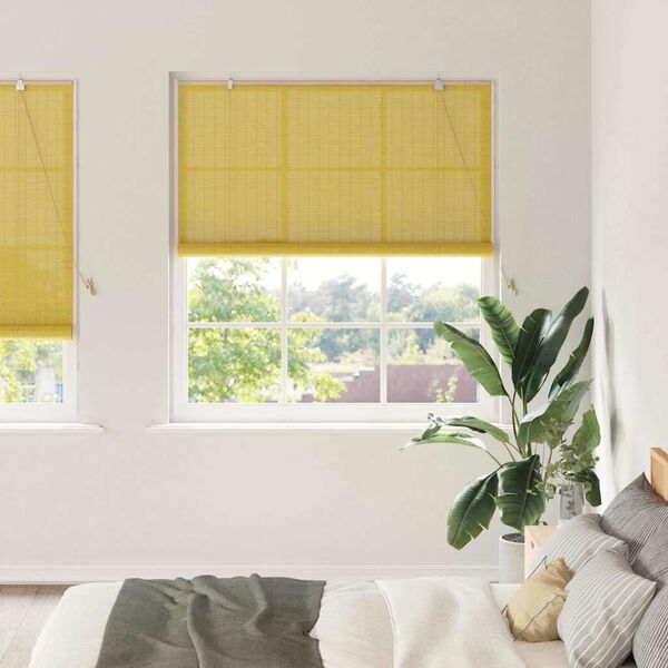 vidaXL Tenda a rullo con tende Giallo 140 x 220 cm Bamb&ugrave;