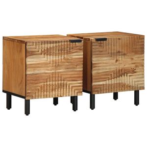 vidaXL Comodini 2pz 40x33x46 cm in Legno Massello di Acacia