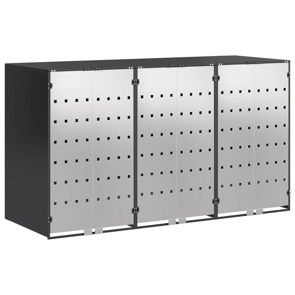 vidaXL Contenitore per Rifiuti per 3 Bidoni Antracite