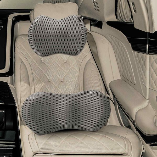 vidaXL Cuscino cervicale, Cuscino lombare Grigio Schiuma Memory