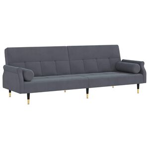 vidaXL Divano Letto con Cuscini Grigio Scuro in Velluto