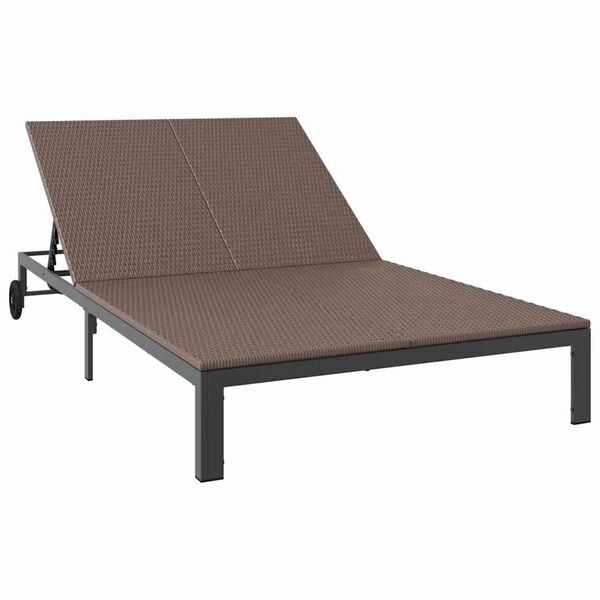 vidaXL Lettino da Sole 1-persona Marrone 206 x 62.5 x 74 cm polyrattan
