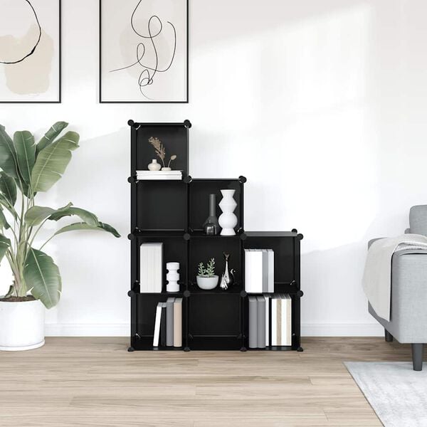 vidaXL Organizzatore Portaoggetti con 9 Cubi Nero in PP