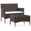 vidaXL Set Divani da Giardino 2 pz con Cuscino in Polyrattan Marrone
