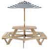 vidaXL Tavolo Picnic per 6 Bambini con Ombrellone Esagono Legno Abete