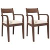 vidaXL Sedie da Pranzo con Cuscini 2pz Marrone Legno Massello di Hevea