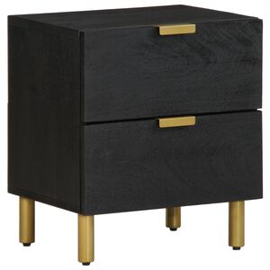 vidaXL Comodino Nero 40x33x46 cm in Legno Massello di Mango