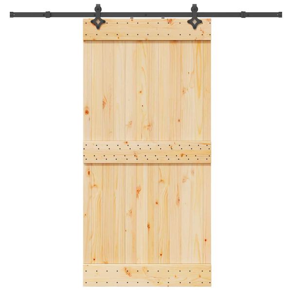 vidaXL Porta Scorrevole con Set Hardware 100x210cm Legno Massello Pino