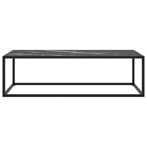 vidaXL Tavolino da Salotto Nero con Vetro Marmo Nero 120x50x35 cm