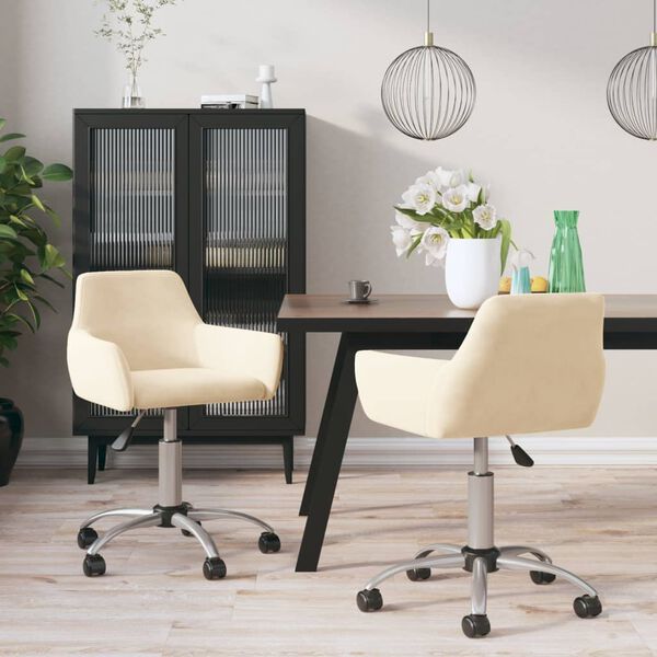 vidaXL Sedie da Pranzo Girevoli 2 pz Crema in Velluto