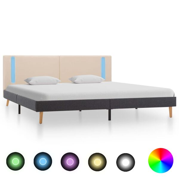 vidaXL Giroletto con LED Crema e Grigio Scuro in Tessuto 180x200 cm