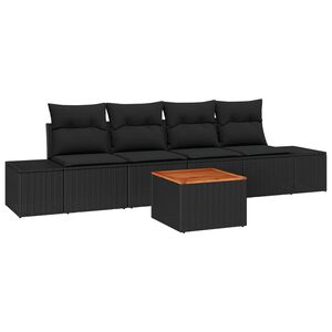 vidaXL Set Divano da Giardino con cuscino 5 pcs Nero Poly Rattan