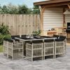 vidaXL Set Pranzo Giardino 11pz con Cuscini Grigio Chiaro Polyrattan