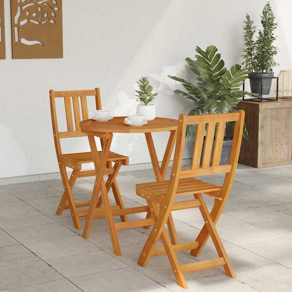 vidaXL Set bistrot 3 pcs Olio Naturale Legno di Acacia Massello
