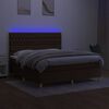 vidaXL Letto a Molle Materasso e LED Marrone Scuro 160x200 cm Tessuto