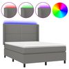 vidaXL Letto a Molle Materasso e LED Grigio Scuro 140x190cm in Tessuto