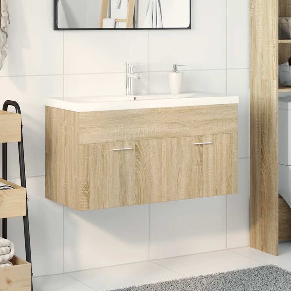 vidaXL Mobile da Bagno con Lavabo Integrato Rovere Sonoma