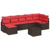 vidaXL Set di divani 8 pz Marrone e Rosso polyrattan