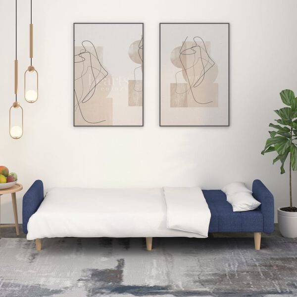 vidaXL Divano Letto a 2 Posti Blu in Tessuto