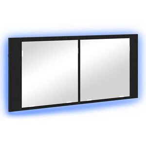 vidaXL Armadio Specchio LED Rovere Nero 100 x 12 x 45 cm