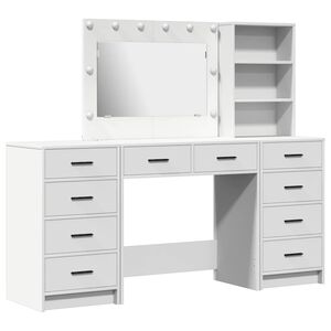vidaXL Tavolo da Trucco con cassetto 3 pcs Bianco Legno multistrato