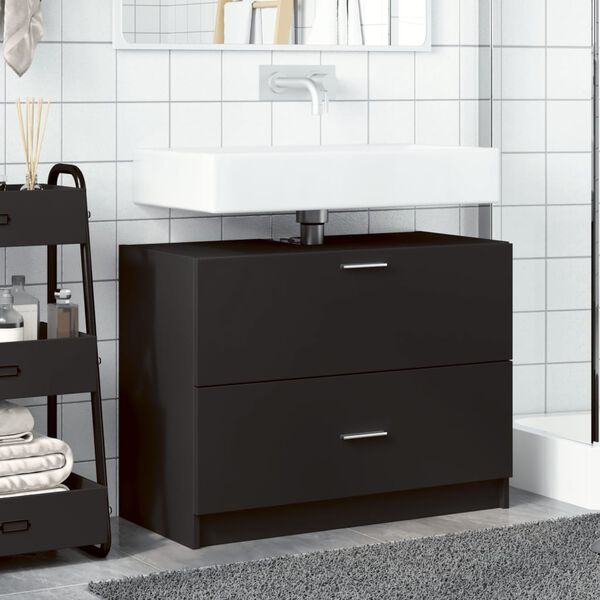 vidaXL Mobile Lavabo Nero 78x37x59 cm in Truciolare