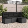 vidaXL Sgabello da giardino con cuscino nero 55x55x37 cm in polyrattan