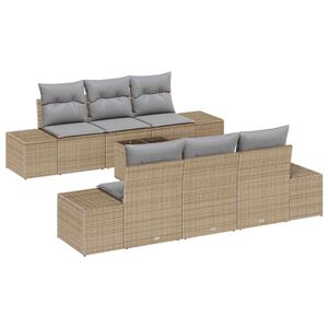vidaXL Set Divano da Giardino 8 pcs Beige e grigio polyrattan