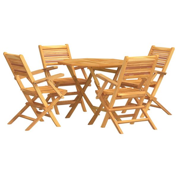 vidaXL Set da Pranzo per Giardino 5 pz in Legno Massello di Teak