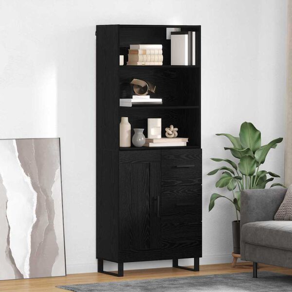 vidaXL Credenza Rovere Nero 69,5 x 34 x 180 cm Legno multistrato