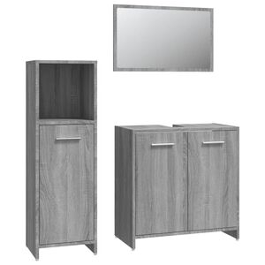 vidaXL Set Mobili da Bagno 3 pz Grigio Sonoma in Legno Multistrato