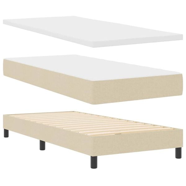 vidaXL Letto a molle con materasso Crema 90 x 190 cm Tessuto