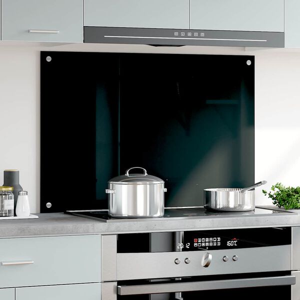 vidaXL Paraschizzi per Cucina Nero 90x60 cm in Vetro Temperato
