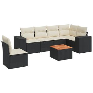 vidaXL Set Divani da Giardino con Cuscini 7pz Nero Polyrattan