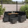 vidaXL Set Divano da Giardino con cuscino 9 pcs Nero polyrattan
