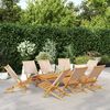 vidaXL Sedie da Giardino Pieghevoli 8pz Beige Tessuto e Legno Massello