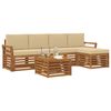 vidaXL Set di divani da esterno con cuscino 6 pcs Naturale e Beige