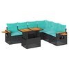 vidaXL Set Divani da Giardino con Cuscini 7pz Nero Polyrattan Acacia